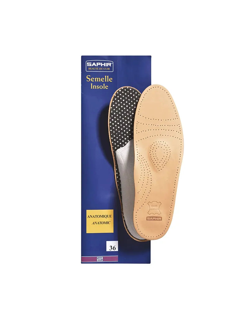 Saphir Anatomic Insoles packaging box view with blue background