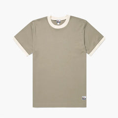 Front view of the Sunspel x Nigel Cabourn Carbon Brushed T-shirt Earth highlighting the clean silhouette and earthy tone.