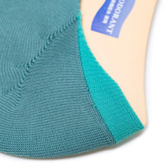 Close-up of heel area texture on Tabio No Show Socks in mint