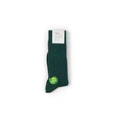 Green Tabio Power Rib Mid Calf Socks folded to highlight shape and ribbed texture