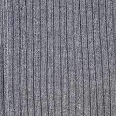 Close-up of the grey ribbed knit texture on Tabio Power Rib Mid Calf Socks