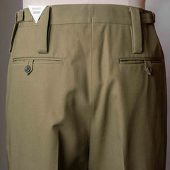 Rear view of the Tangent TAN25 Pat Olive trousers featuring the back pockets and structured fit.