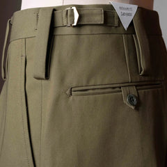 Rear view of the Tangent TAN25 Pat Olive trousers featuring the back pockets and structured fit.