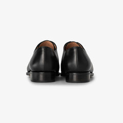back view of TLB Mallorca 128 Picasso Black with stacked leather heel