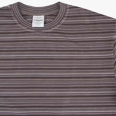 Yonetomi Garment Dyed Random Border T-Shirt D.Gray × Gray Collar Detail