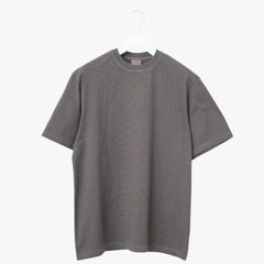 Yonetomi Garment Dyed Random Border T-Shirt D.Gray × Gray Front View
