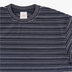 Yonetomi Random Border T-Shirt Black Navy × White Collar Detail