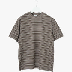 Yonetomi Random Border T-Shirt Gray × White Front View