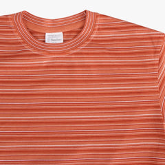 Yonetomi Random Border T-Shirt Terracotta × White Collar Detail