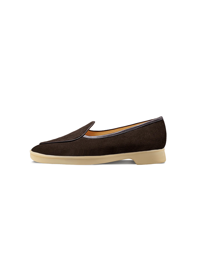 tride Loafers in Dark Brown Suede Natural Sole